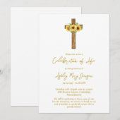 Sunflower Cross Celebration of Life Funeral 招待状 (正面/裏面)