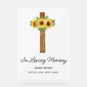 Sunflower cross Memorial Funeral アクリルサイン (正面)