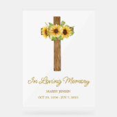 Sunflower cross Memorial Funeral アクリルサイン (正面)