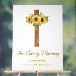 Sunflower cross Memorial Funeral アクリルサイン