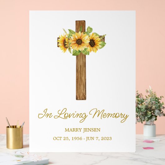 Sunflower cross Memorial Funeral アクリルサイン (ウェディング)
