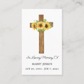 Sunflower Cross Memorial Funeral Prayer Card 名刺 (正面)
