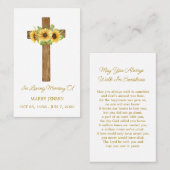 Sunflower Cross Memorial Funeral Prayer Card 名刺 (正面/裏面)