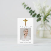 Sunflower Cross Memorial Photo Funeral Prayer Card 名刺 (スタンド正面)