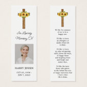 Sunflower Cross Photo Funeral Bookmark (正面&裏面)