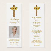 Sunflower Cross Photo Funeral Bookmark (正面&裏面)