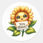 Sunflower Cutie Stickers ラウンドシール (正面)