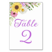 Sunflower Daisy Boho Floral Wedding Table Number テーブルナンバー (正面)
