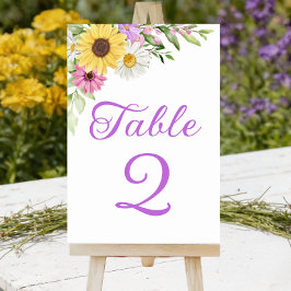 Sunflower Daisy Boho Floral Wedding Table Number テーブルナンバー