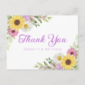 Sunflower Daisy Garden Floral Wedding Thank You ポストカード (正面)