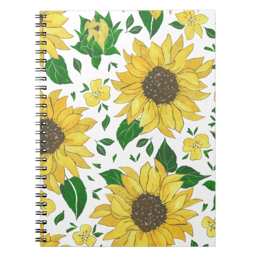 Sunflower Design – Bright Floral Illustration  ノートブック (正面)