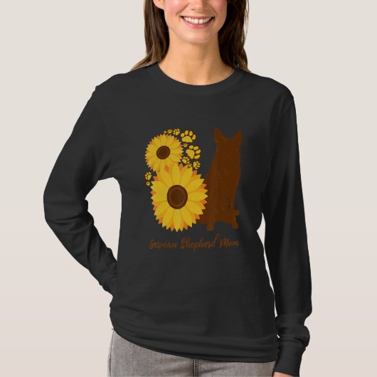 Sunflower Dog Mom - Alsatian German Shepherd Tシャツ (正面)
