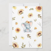 Sunflower Elephant Baby Shower 招待状 (裏面)
