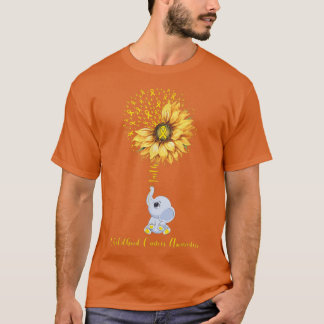 Sunflower Elephant Gold Ribbon Childhood Cancer Aw Tシャツ