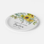 Sunflower & Eucalyptus Boho Cross Baptism ペーパープレート (アングル)
