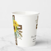 Sunflower & Eucalyptus Boho Cross Baptism 紙コップ (左)
