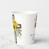 Sunflower & Eucalyptus Boho Cross Baptism 紙コップ (右)
