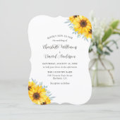 Sunflower Eucalyptus Elegant Monogram Wedding 招待状 (スタンド正面)