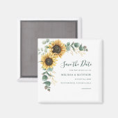 Sunflower Eucalyptus Floral Save The Date マグネット (正面/裏面)