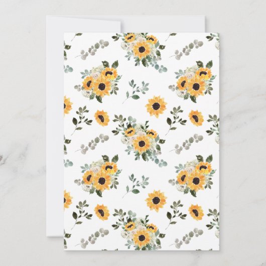 Sunflower Eucalyptus Greenery Wedding 招待状 (裏面)