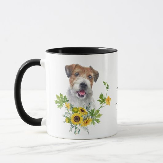 Sunflower Eucalyptus Jack Russell Terrier マグカップ (左)