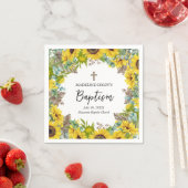 Sunflower Eucalyptus Palm Boho Square Baptism スタンダードカクテルナプキン (インサイチュ)