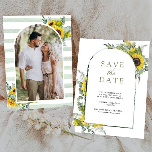 Sunflower Eucalyptus Photo Wedding セーブザデート