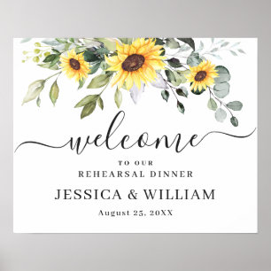 Sunflower Eucalyptus REHEARSAL DINNER Welcome Sign ポスター