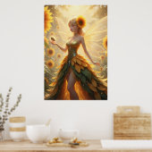 Sunflower Fairy Fantasy Illustration Poster ポスター (キッチン)
