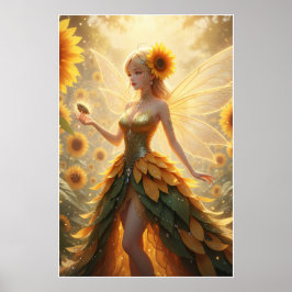 Sunflower Fairy Fantasy Illustration Poster ポスター