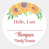 Sunflower Family Reunion Name Tag ラウンドシール (正面)