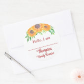 Sunflower Family Reunion Name Tag ラウンドシール (封筒)