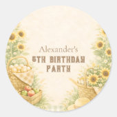 Sunflower Farm Storybook Kids Birthday ラウンドシール (正面)
