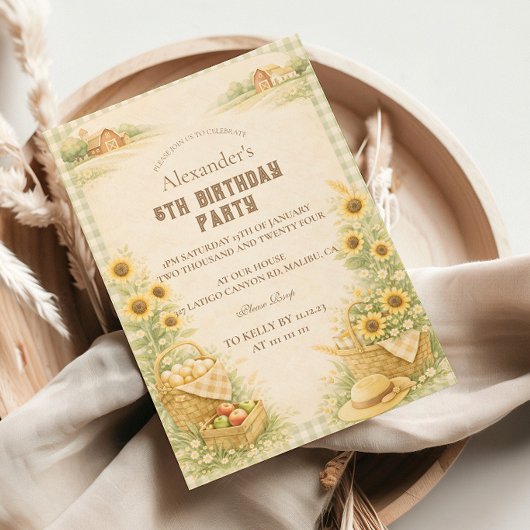 Sunflower Farm Storybook Kids Birthday 招待状