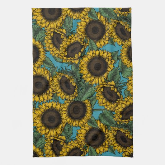 Sunflower field キッチンタオル (縦)