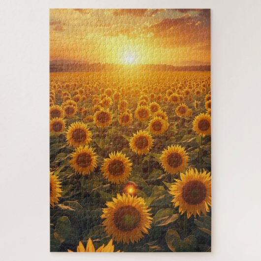 Sunflower Field Sunrise Jigsaw Puzzle ジグソーパズル (縦)