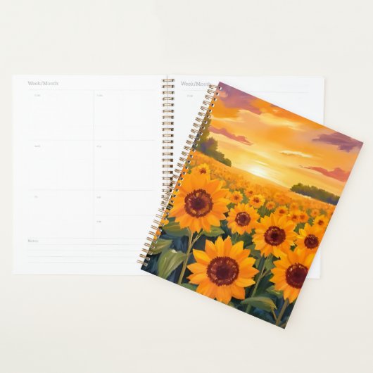 Sunflower Field Sunset Landscape Painting プランナー手帳 (ディスプレー)