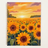 Sunflower Field Sunset Landscape Painting プランナー手帳 (正面)