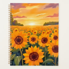 Sunflower Field Sunset Landscape Painting プランナー手帳