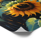 Sunflower Field Under Dramatic Sky Landscape Paint ポスター (角)