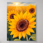 Sunflower Field | Yellow Floral Watercolor Painted ポスター (正面)