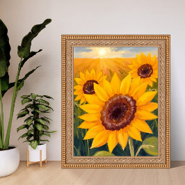 Sunflower Field | Yellow Floral Watercolor Painted ポスター