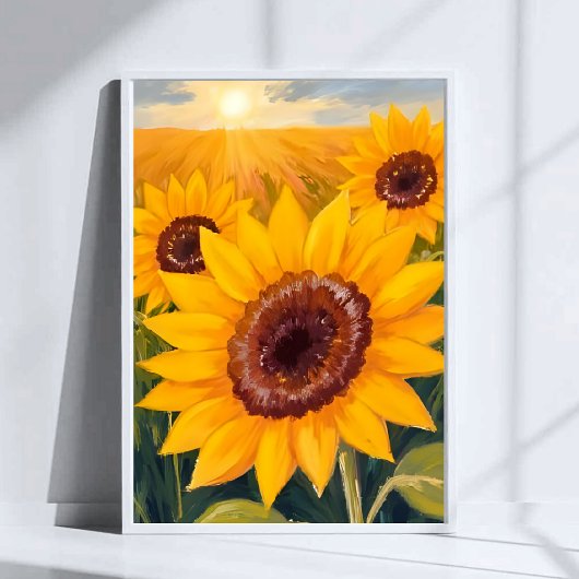 Sunflower Field | Yellow Floral Watercolor Painted ポスター