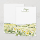 Sunflower Fields Landscape ノートカード (正面/裏面)