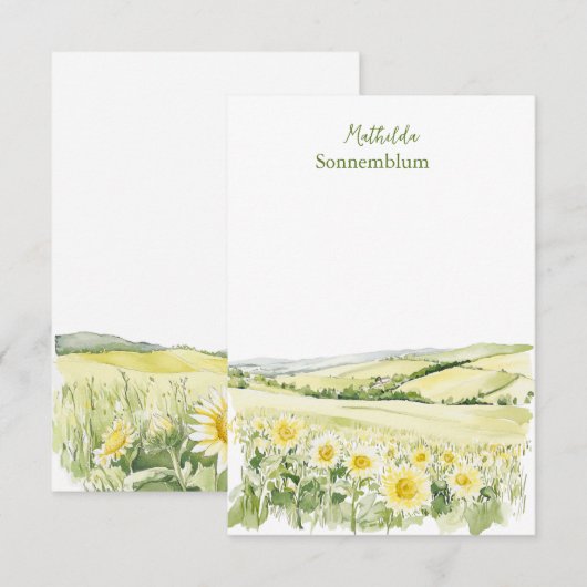 Sunflower Fields Landscape ノートカード (正面/裏面)