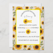 Sunflower First Birthday Invitation Our Little Sun 招待状 (正面)