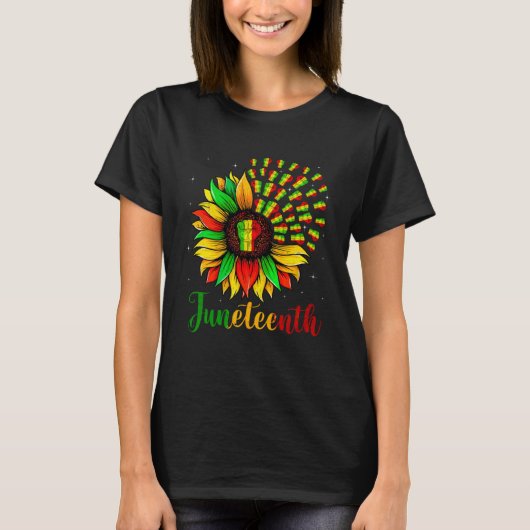 Sunflower Fist African American Pride Black Histor Tシャツ (正面)