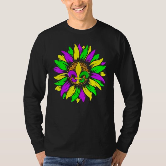 Sunflower Fleur De Lys Mardi Gras Funny New Orlean Tシャツ (正面)