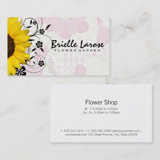 Sunflower | Floral Background 名刺 (正面/裏面)