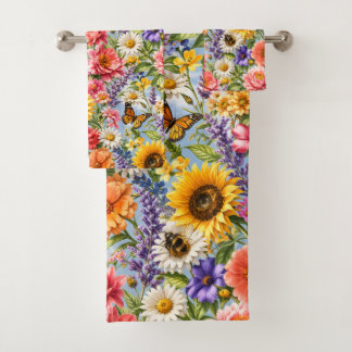 Sunflower Floral Bathroom Towel Set バスタオルセット